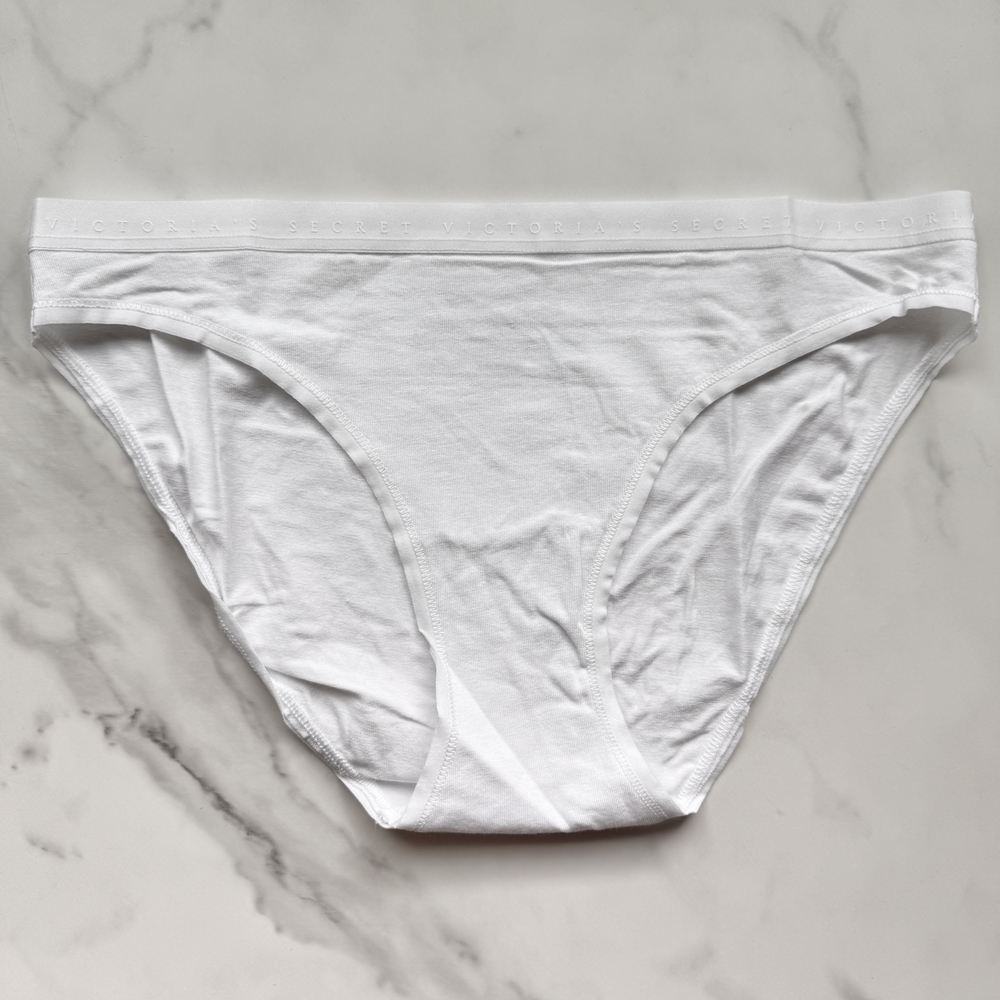 NWOT VICTORIA'S SECRET STRETCH COTTON BIKINI PANTY IN VS WHITE SIZE S/M/L/XL